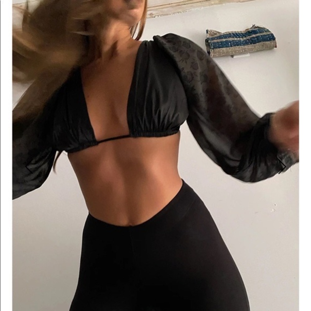 Weworewhat PUFF SLEEVE TIE BACK TOP